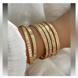18k Gold Plated Bangle Set Elegant Gold Bangle Set New